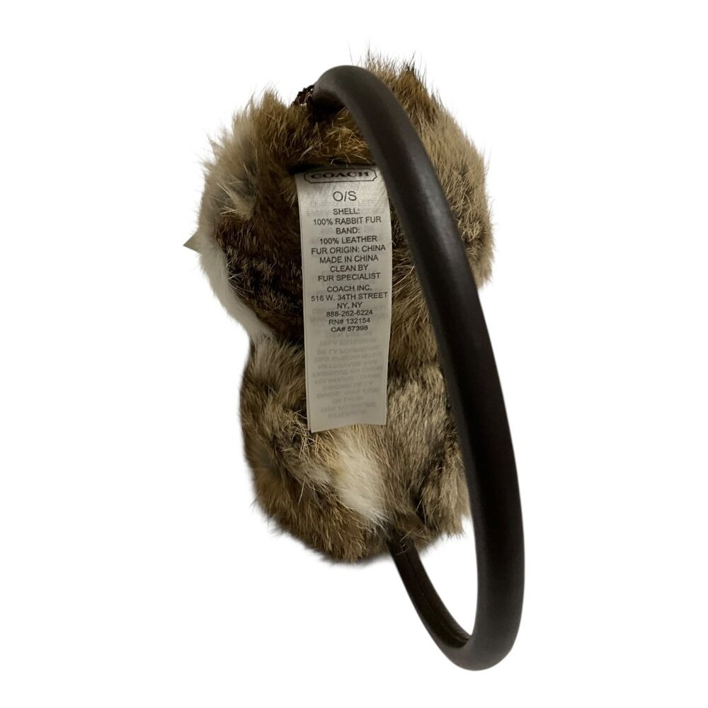 Coach 100% Rabbit Fur Leather Band Winter Earmuffs Womens NWT $298 MSRP - Picture 5 of 5
